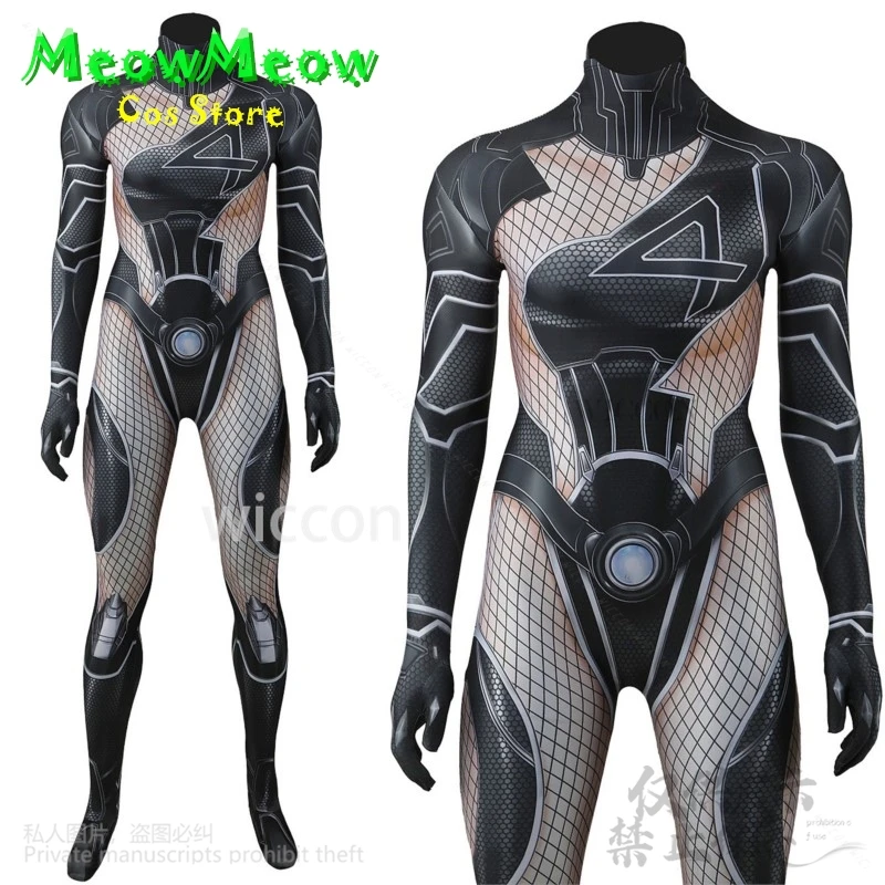 أنيمي لعبة المنافسين تأثيري سوزان سو ستورم ريتشاردز زي القوطية مثير الأسود الدانتيل متابعة بذلة ارتداءها الباروكات هالوين مخصصة #4