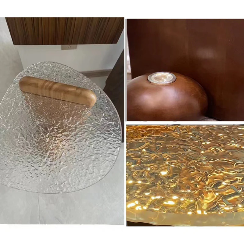 Modern Coffee Tables Water Ripple Design Side Table with Lamp Center Table for Living Room Home Decoration Accessories Furniture