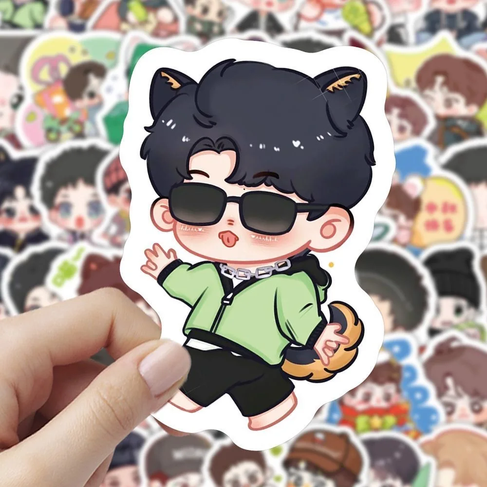 180 новых наклеек Wang Yibo Q-версии, милые звезды мультфильмов, ценные персонажи, канцелярские наклейки «сделай сам» с ручным аккаунтом