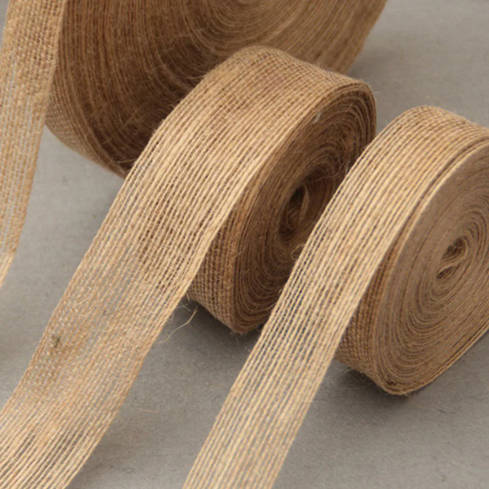 

3 Rolls 10 Meters Burlap Wrapping Ribbon Natural Jute Gift Craft Decoration Diy Party Wedding Accessories Scrapbook Hair Bows