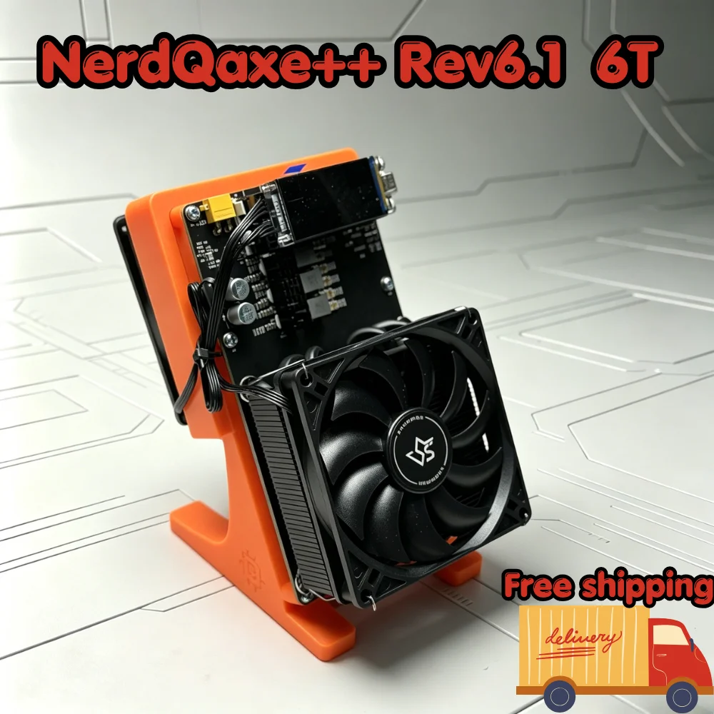 Home SHA256 Bitcoin Solo Miner NerdQaxe++ Rev 6.1, 6Th/s Stable Hash Rate 100W Low Power BM1370 Air-Cooled ASIC Miner