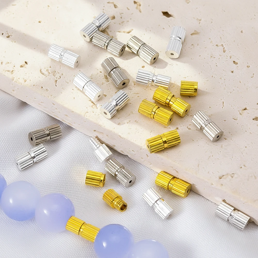 

50pcs Brass Screw Clasp Closure Fastener Lock Jewelry End Tip Caps For DIY Bracelet Necklace Making Supply Accessories Material