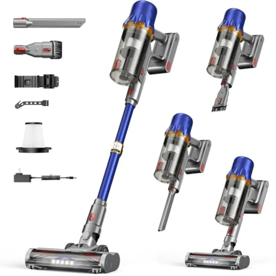 

Cordless Vacuum Cleaner for Home - Lightweight Stick Vacuum in Black with HEPA Filter, 55-Min Runtime, LED Light, Anti-Tangle B
