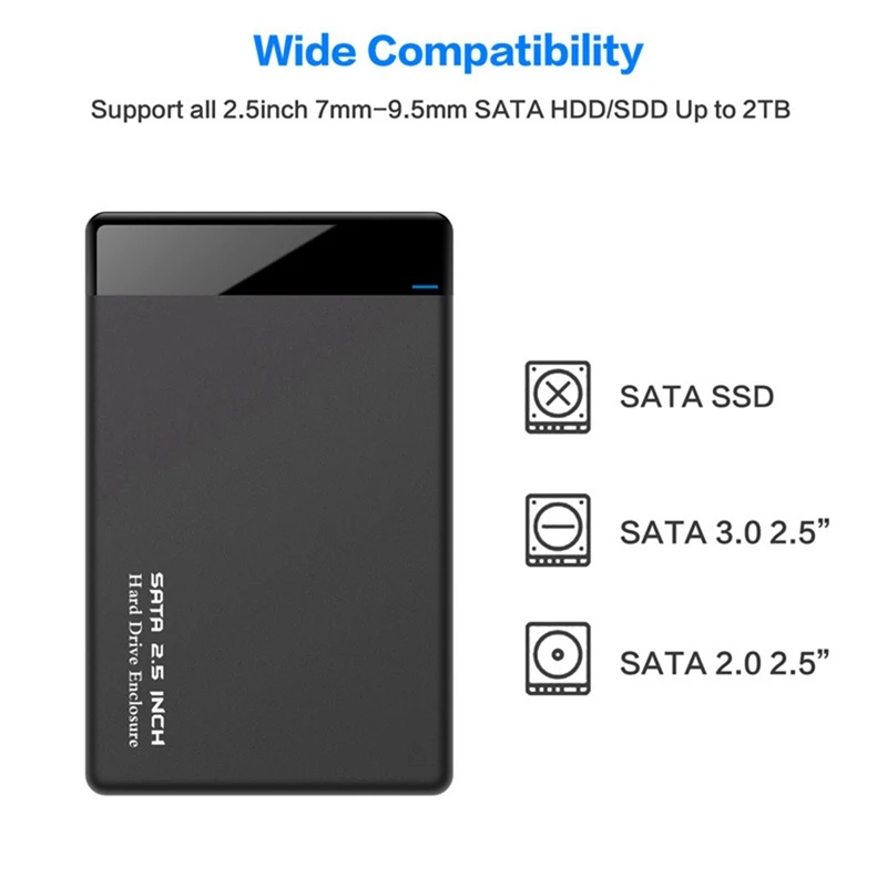 เคส HDD 2.5นิ้ว SATA อะแดปเตอร์กล่องใส่ฮาร์ดดิสก์สำหรับ SSD ดิสก์ HDD