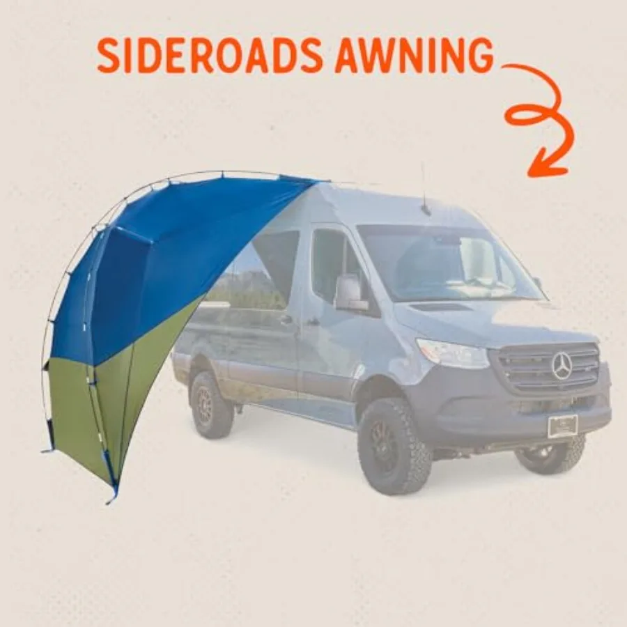 Sideroads Awning Shelter for Car Camping, Tailgating, and Summer Beach Trips, Protection from Elements and UV, Universal Mount,