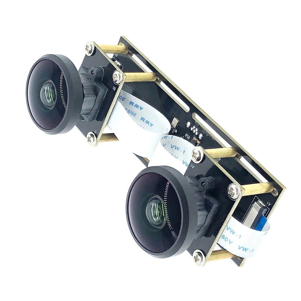 HD USB Webcam 360° Panoramic Fisheye Binocular Synchronization Stereo Dual Lens 5MP USB Camera Module for 3D VR Virtual Reality