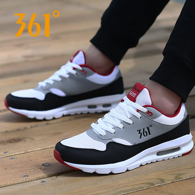 361 Men's shoes running mens sneakers Air Cushion Sport Shoes Mesh Breathable Black Sport Sneakers