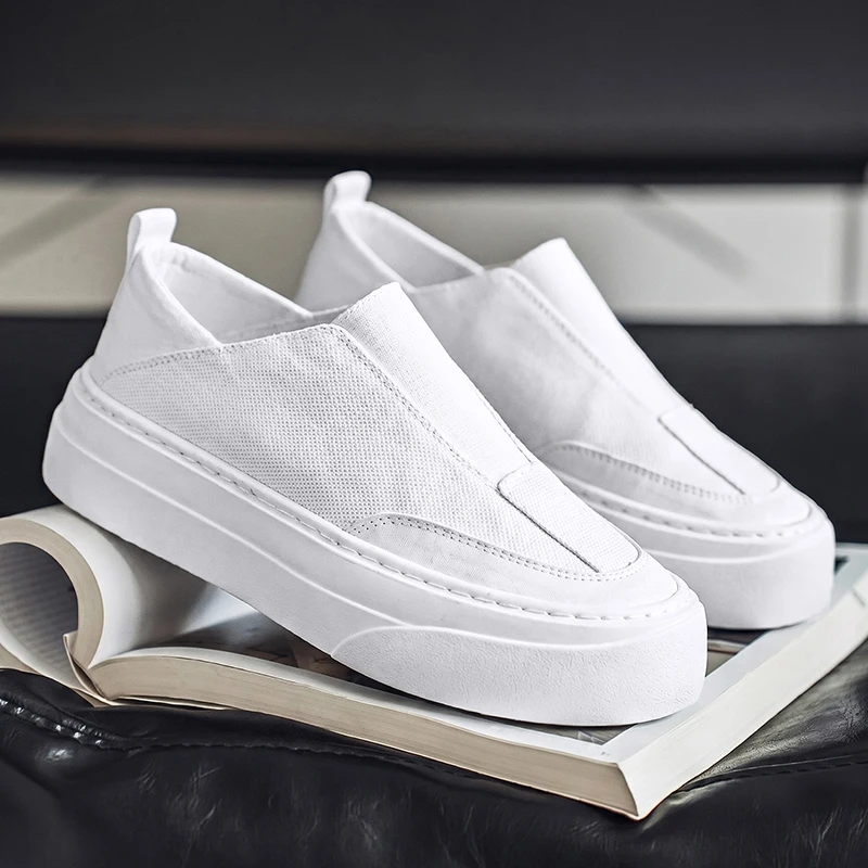 

Men's Breathable Cloth Slip-On Shoes Casual Lightweight Spring Summer Fashionable Flat Rubber Sole Comfortable Low Cut Sneakers