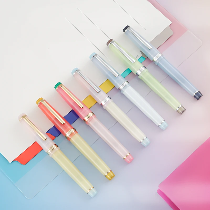

Перьевая ручка Jinhao 82, лимитированная на заказ, акриловая ручка цвета макарон, EF/F/M/изогнутое перо с золотой отделкой и конвертером, ручка для письма