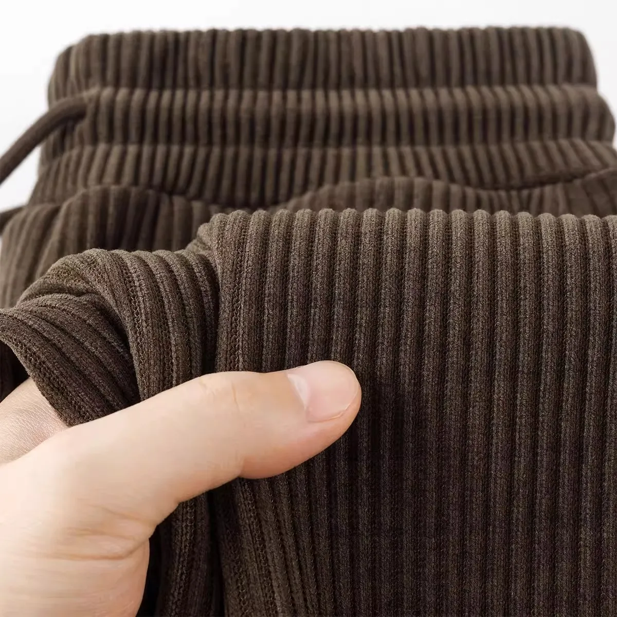 

Тяжелые вельветовые повседневные брюки ручной работы с завязками, универсальные длинные брюки кофейного цвета для осенних поездок на работу