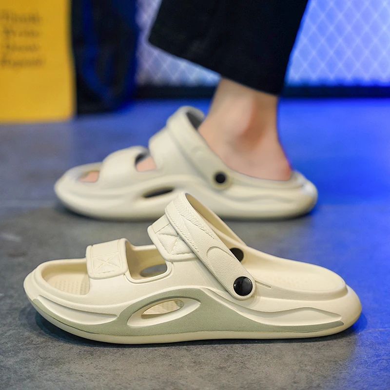 

Новинка, сандалии на мягкой подошве, босоножки на платформе для дома и улицы, пляжные сандалии, Летние повседневные удобные нескользящие шлепанцы для мужчин
