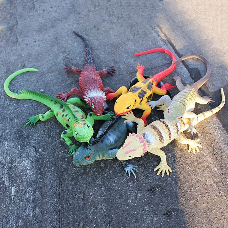 Figuras de animales reptiles salvajes de simulación, modelo de vocalización de lagarto, figuras educativas para niños, juguete para decoración, Color aleatorio