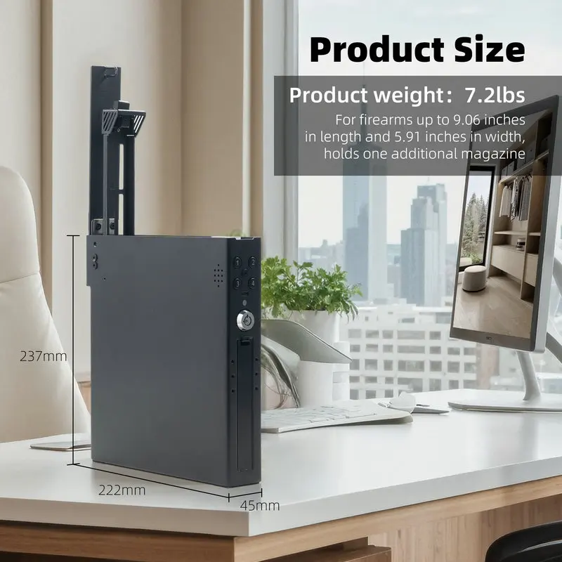 Multi-Scene Biometric Handgun Safe - Auto Sliding Door with 3-Way Access for Car, Bedside & Truck Drawer