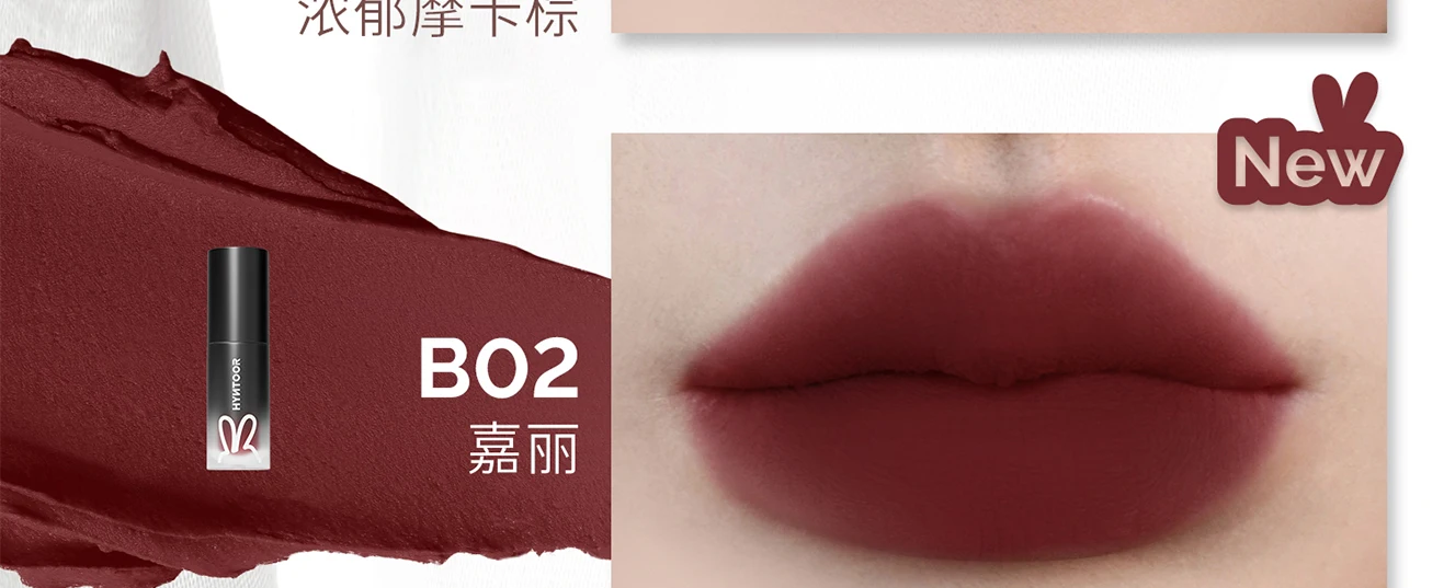 Hyntoor Matte Lip Mud Nude Goth Soft Mist Velvet Punk Smoky Black Grey High Colors Lipstick Langanhaltendes Lippen-Make-up – Detail 35