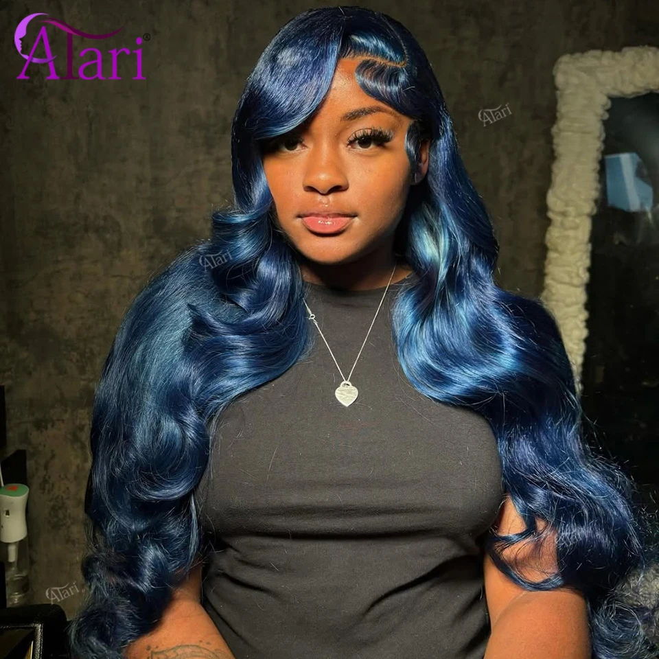 

Transparent 13x4 13x6 Lace Frontal Wig Midnight Blue Body Wave Human Hair Wigs Pre Plucked 5x5 Lace Closure Remy Wig for Women