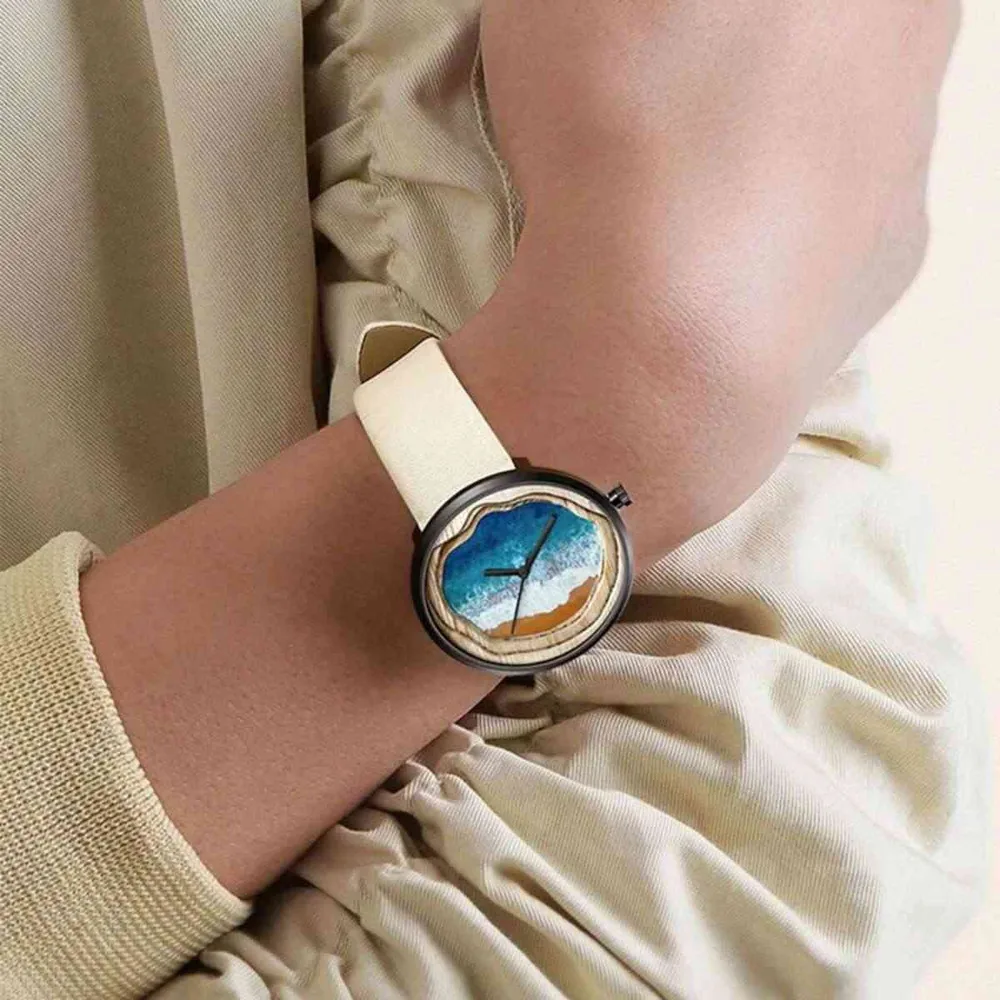 Mark Fairwhale 5480 Simple Women's Quartz Watch 40mm Starry Ocean Color Waterproof Belt Fashion Watch for Women