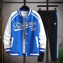 Unisex Baseball Uniform Suit Men Set Baseball Jacket Letter Embroidery Hip Hop Two-piece Street Men Tracksuits Sweatsuit