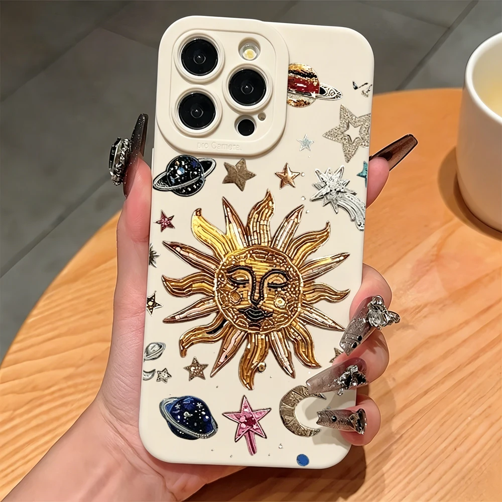 Phone Cases For Samsung Galaxy  S21 S22 S23 Plus S26 S25 S24 Note 20 Ultra A54 A16 A56A55 A36 A26 Soft TPU Planet Sun Boho Cover