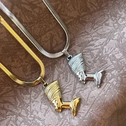 Gold Color Fashion Ancient Egyptian Queen Pharaoh Hip-Hop Fatima Pendant Egypt Nefertiti Head Portrait Necklace Jewelry Gift