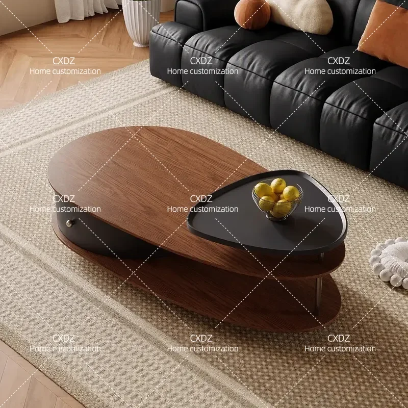Retro style oval coffee table living room home medieval style coffee table walnut pattern all solid wood walnut pattern