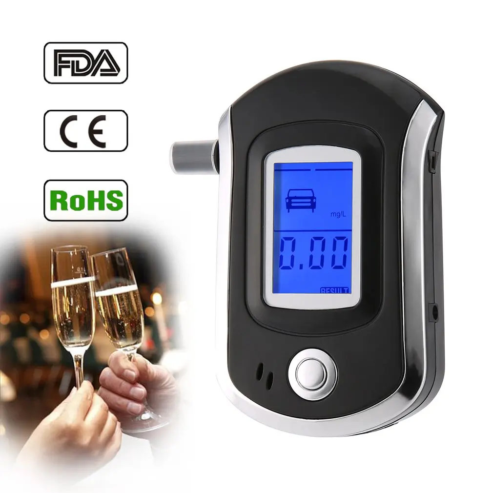 Probador Digital de Alcohol de respiración, Analizador de alcoholímetro profesional LCD, Detector de prueba, medidor de Alcohol portátil con 5 boquillas, nuevo