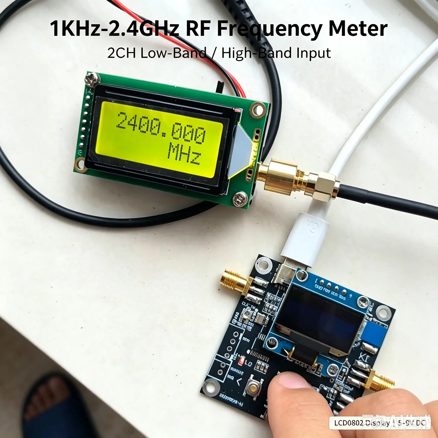 1k-2400Mhz RF Frequency Meter Frequency Counter Display Ham Radio Signal Measurement 868Mhz SDR Signal Source Walkie Talkie Freq