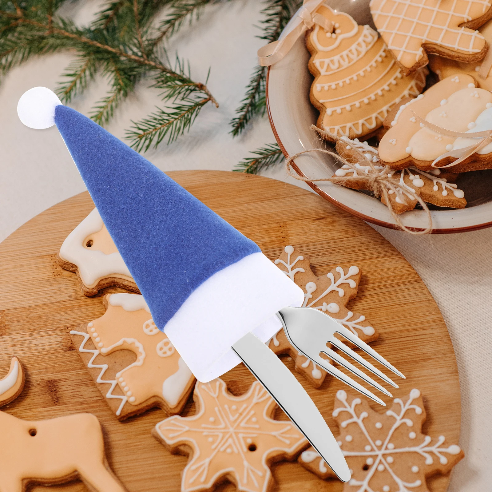 

10 Pcs Christmas Hat Knife and Fork Bag Lollipop Decoration Small Hats Candy Tiny Snowman Craft Cloth Mini Crafts