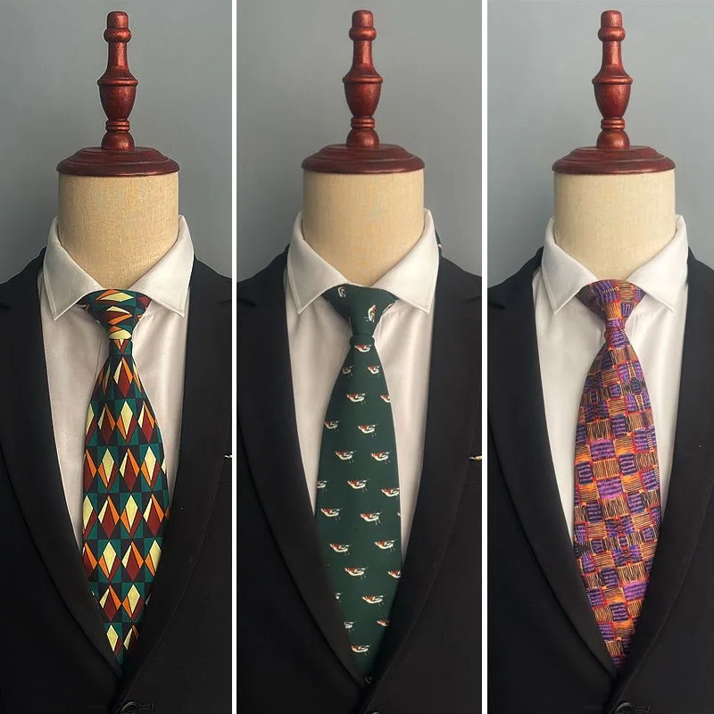 Oversized 9CM Luxury Cartoon Floral Printed Neck Ties For Men Women Casual Polka Dot Silky Necktie Wedding Daily Wear Tie Cravat
