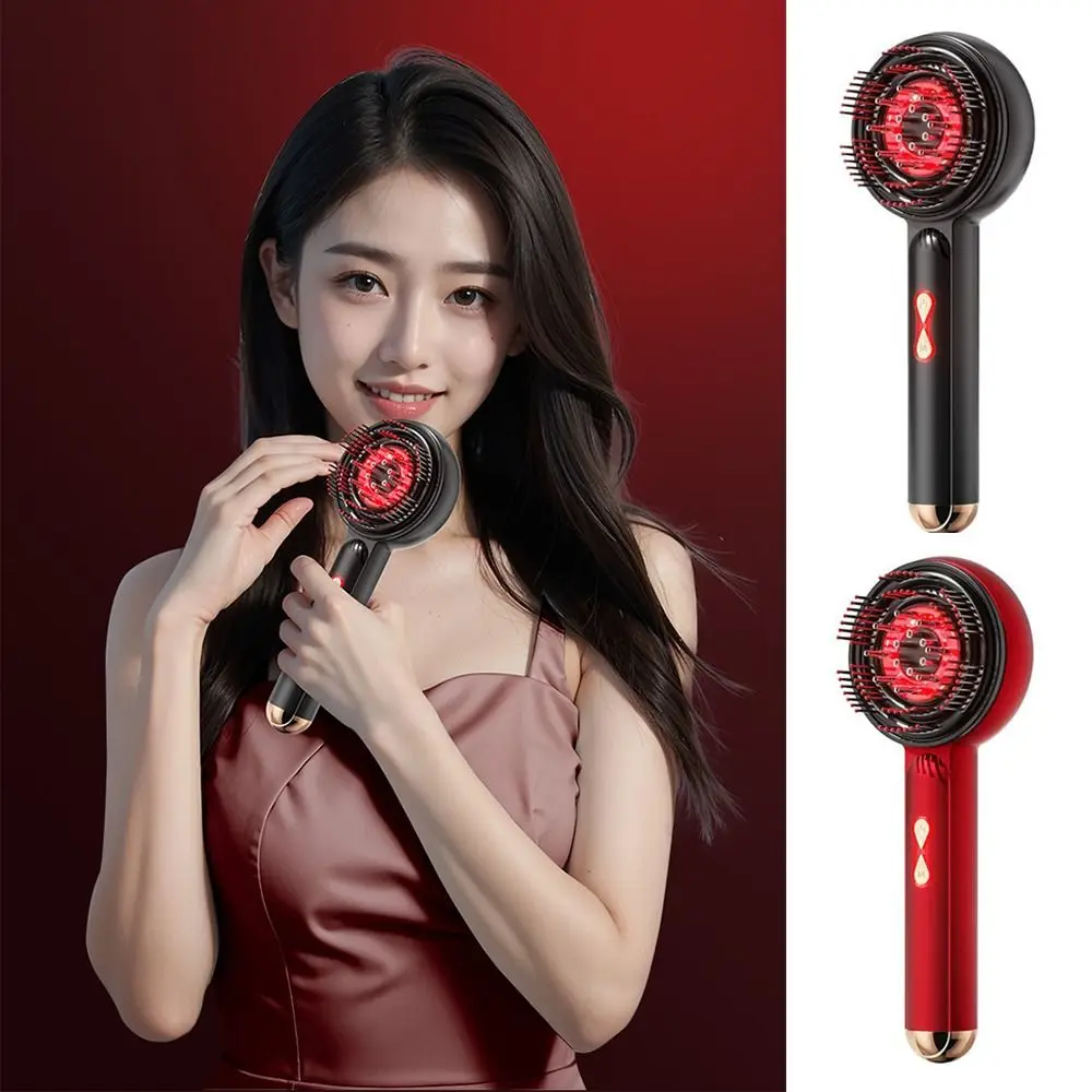Peine de masaje de cabeza eléctrico para el crecimiento del cabello, peine de masaje eléctrico antipérdida de cabello 2 en 1, masajeador de cabeza con vibración de luz roja, cuidado del cabello