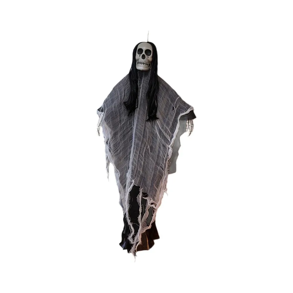 Eerie Halloween Decor Set with Hanging Skull Hand and Scary Gauze Cloth Skeleton for Haunted Attractions and Party Displays