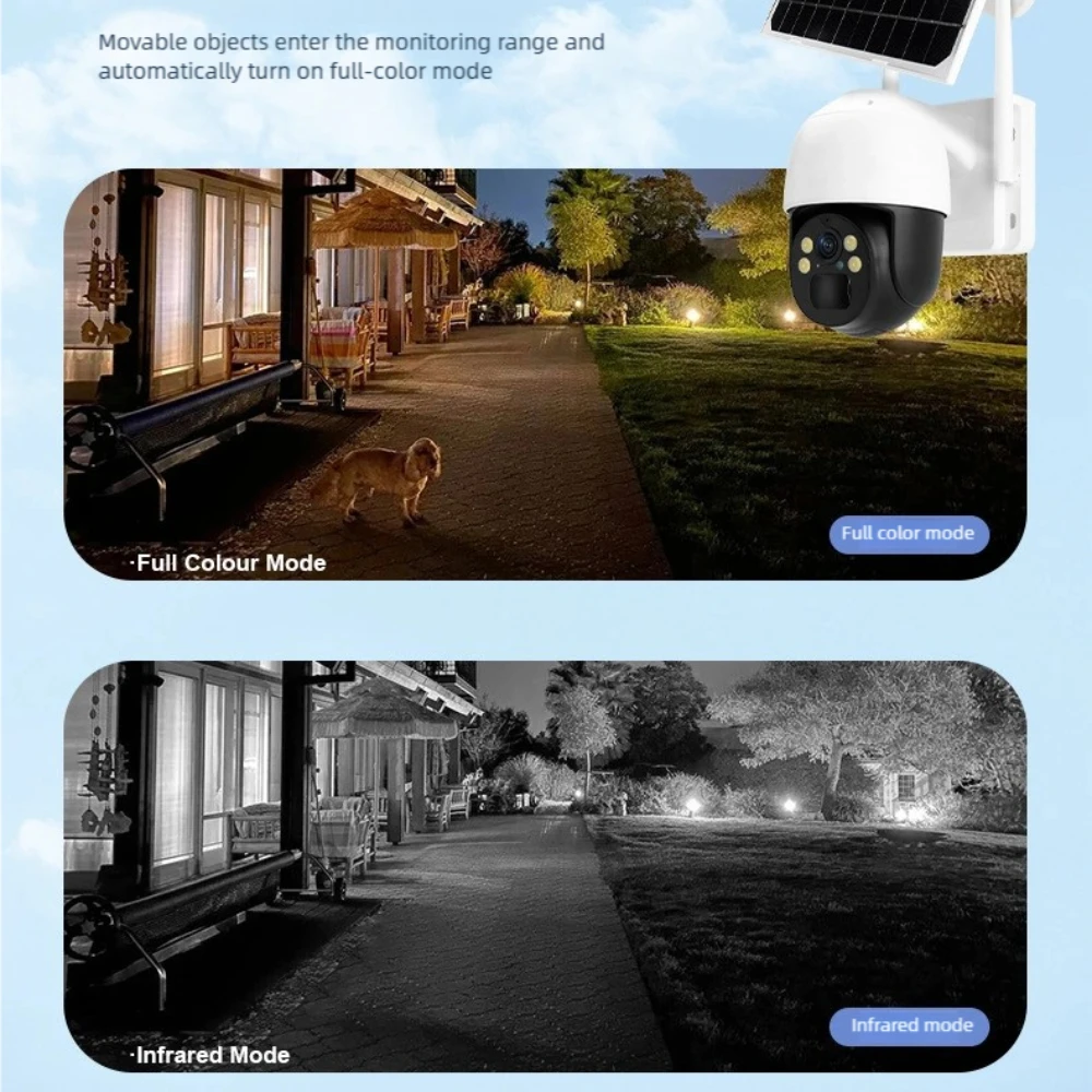 كاميرا مراقبة خارجية تعمل بالطاقة الشمسية، كاميرا مراقبة لاسلكية تعمل بالواي فاي، رؤية ليلية عالية الوضوح