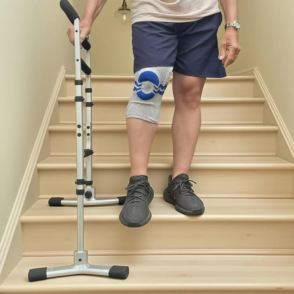 Adjustable Aluminum Stair Assist Cane for Elderly, Portable Lift Aid for Bed, Couch, and Chair Mobility Support