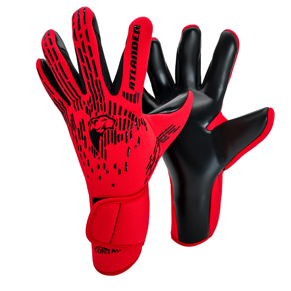 Guantes de portero para niños y adultos, guantes antideslizantes de látex para fútbol, alta calidad, agarre fuerte, entrenamiento, correa para la muñeca, guante de portero