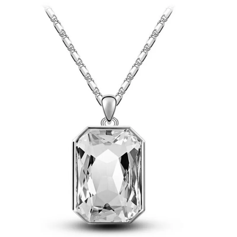 shine crystal square pendant necklace classic fashion jewelry lover gift accessorie dropshipping quality charm women cool simple