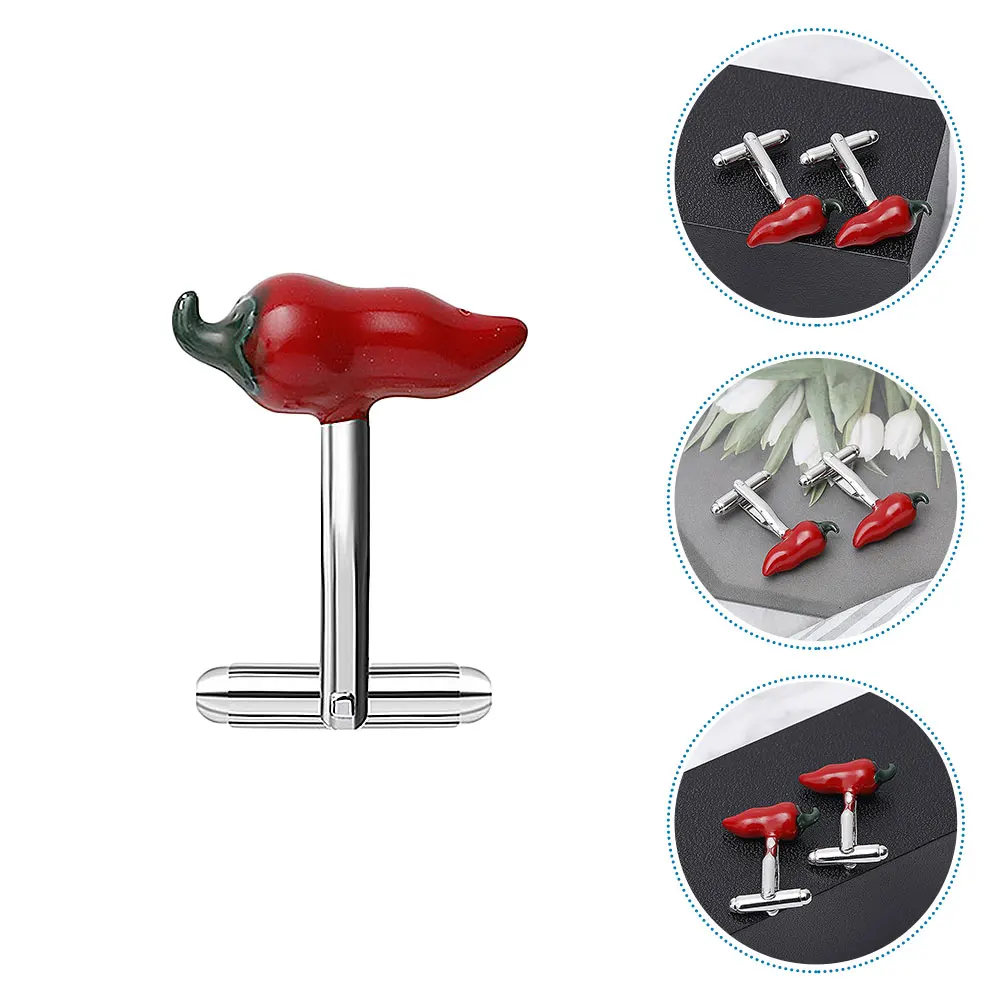 

4pcs Creative Chili Pepper Cufflinks Unique Metal Sleeve Buttons Stylish Shirt Accessories For Men Women Secure Fit Business