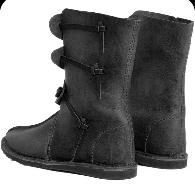 Herren Mittelalterliche Runde Zehenstiefel im Römischen Stil Renaissance PU-Leder Piraten-Cosplay-Stiefel Festival Party Ritter Flache Schuhe 2026 – Detail 8