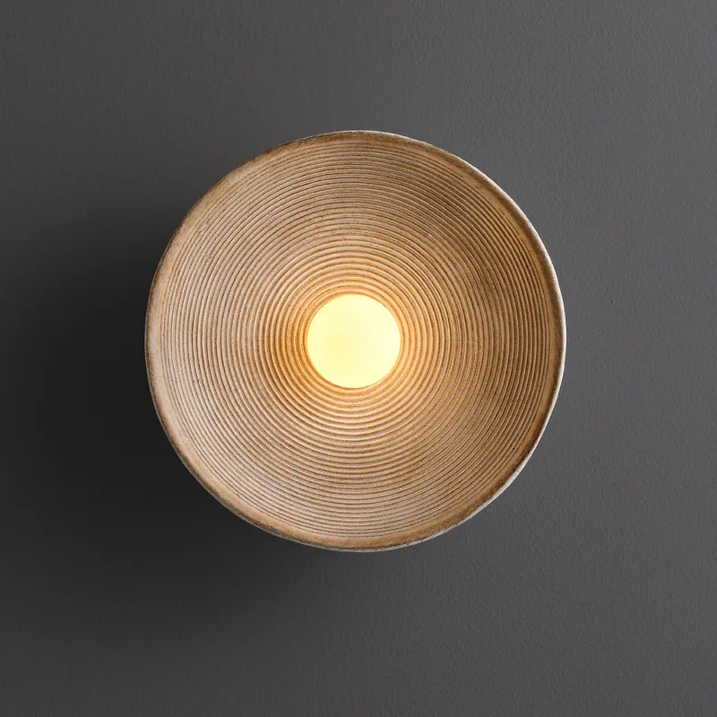 Wabi sabi Round Wall Light Retro Loft Living Room Bedroom Bedside Sconces Home Decoration Glass Resin Corridor Aisle Wall Lamps