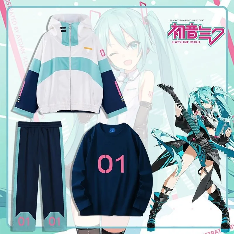 甘い初音ミクかわいいアニメデジタルスウェットシャツジャケットズボンかわいいクリエイティブ水彩和風ドレッシングセットホリデーギフト