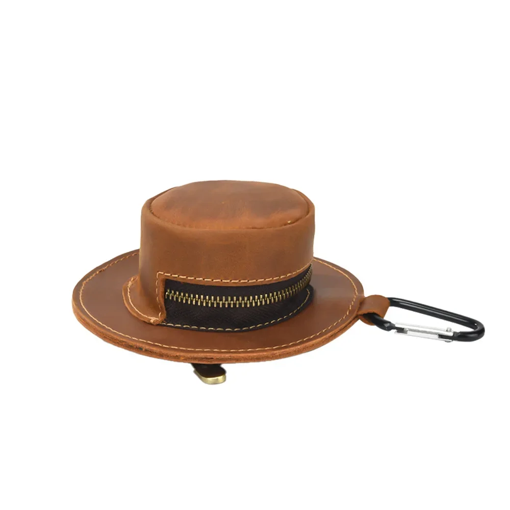 Dompet Koin Berbentuk Topi Lucu Tempat Koin Gesper Pendakian Gunung Gantung Pinggang Kulit Asli Kantong Koin Lucu Tahan Lama untuk Sekolah