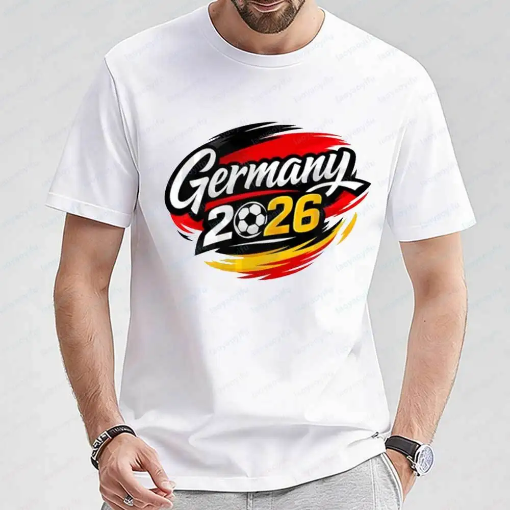 

2026 Soccer Germany Football T-shirt Men Casual Short Sleeve Tee Breathable Cotton Summer Tops Streetwear Soccer Fans Gift Shirt