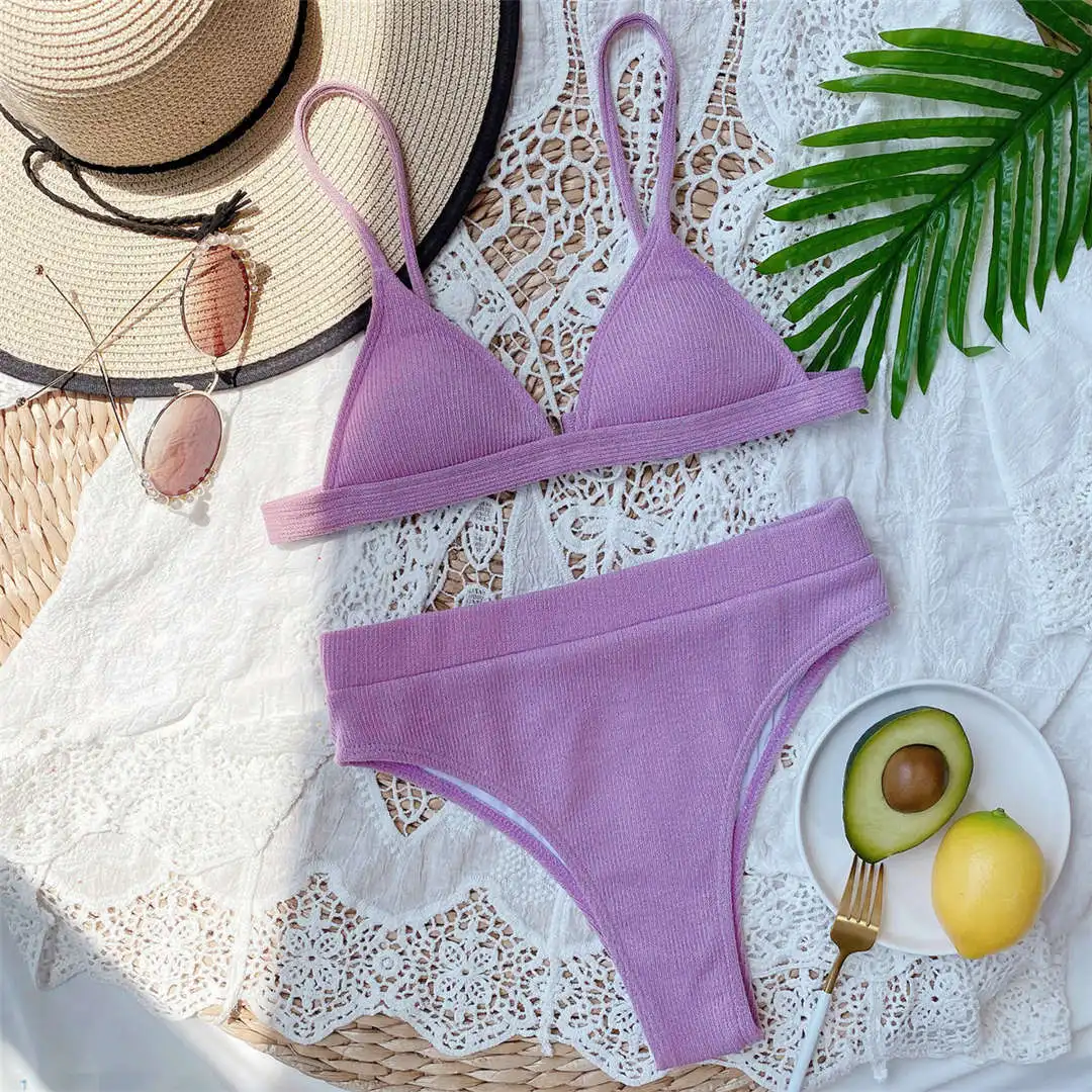 S - XL Sexy Damen-Badeanzug, Bikini mit hoher Taille, zweiteiliger Bikini-Set, gerippter Badeanzug, Badebekleidung, Modell V2328 – Detail 28