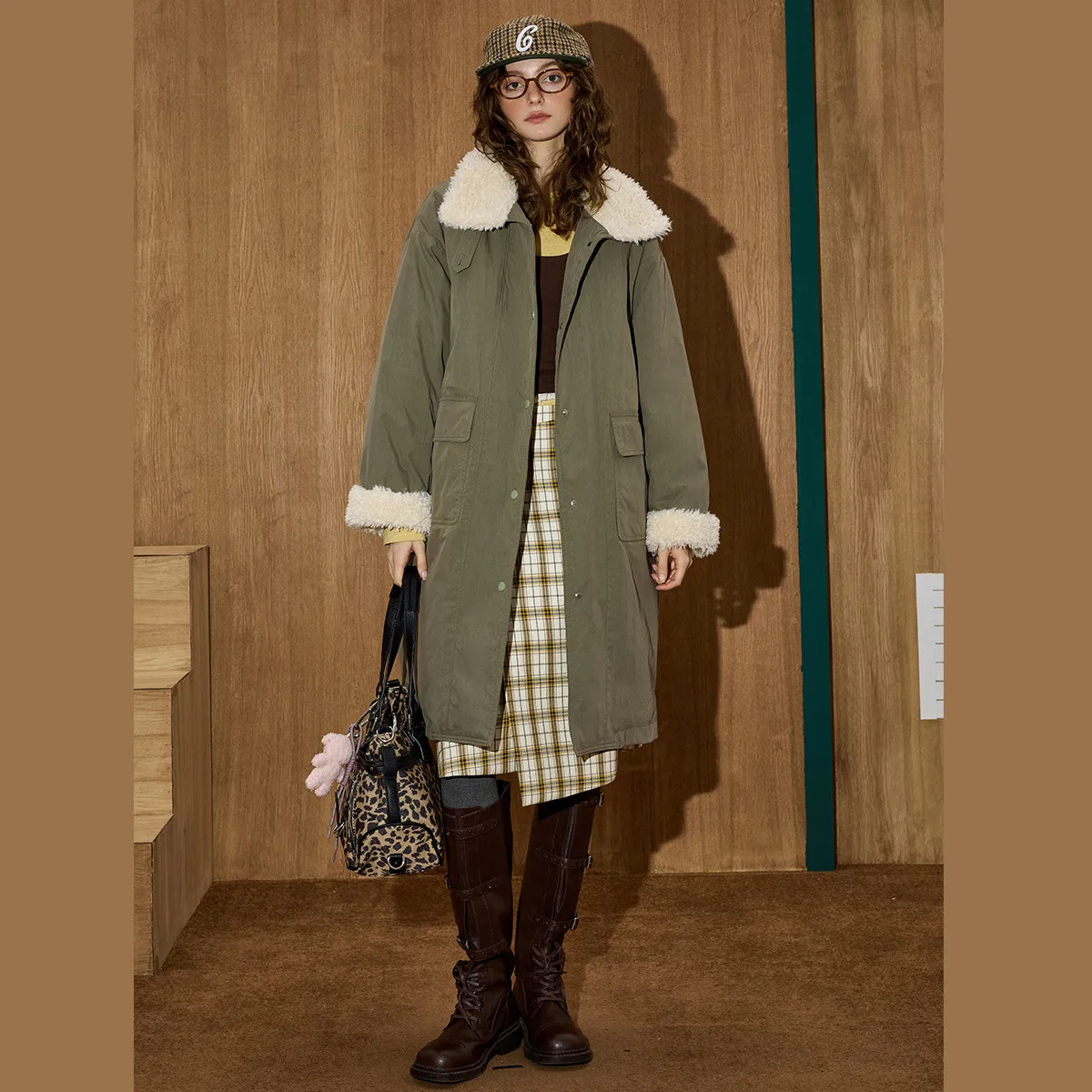 Jaket Puffer Wanita COOLHUT 2025 Musim Dingin Isi 90% Bulu Angsa, Model Vintage Kerah Lapel, Parka Kerja, Patchwork, Mantel Oversize, Outerwear Longgar