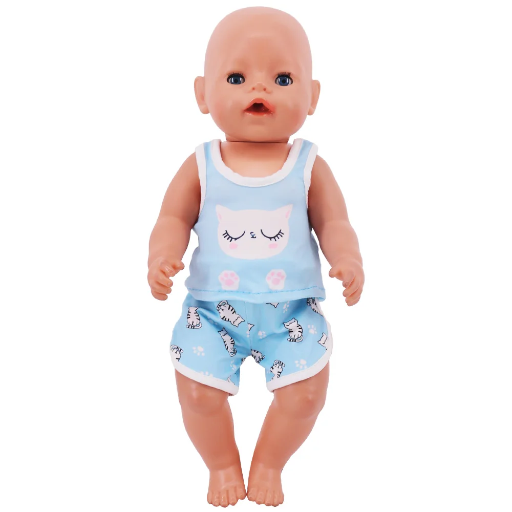 25 Blue Series Doll Clothes Dress Baby Accessories Casual Outfit Fit 43 cm Reborn Baby 18 inch American Doll Girl\'s,Generation