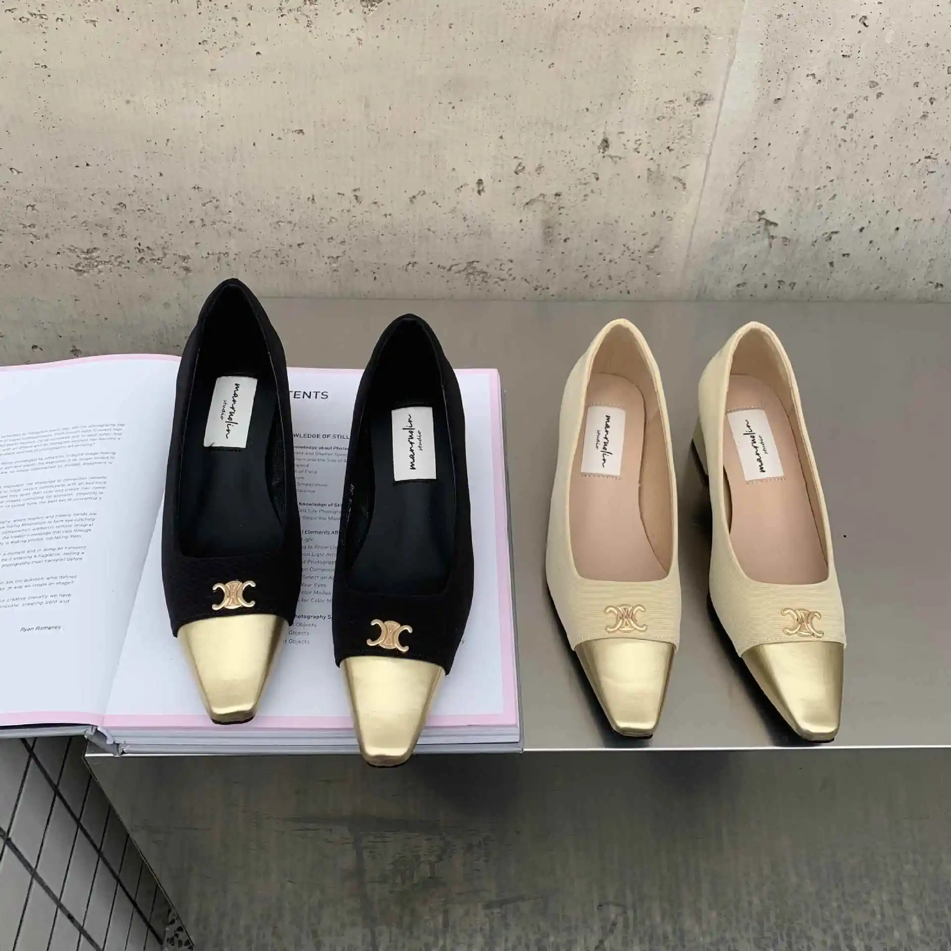 black-gold-high-heel-square-head-women's-shoes-new-2025-spring-skirt-match-flats-outdoor-camping-travel-gear-footwear