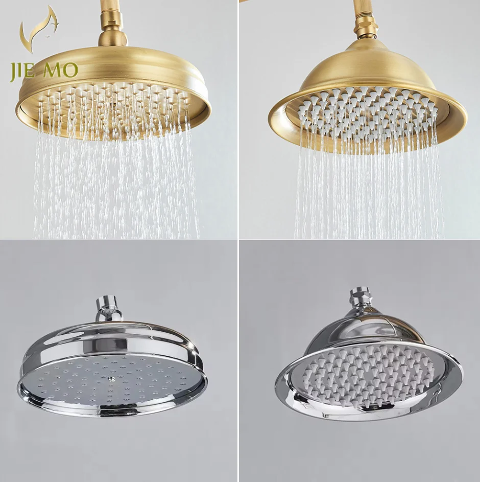 

Stainless steel 8-inch European-style round black large top spray shower faucet spray head