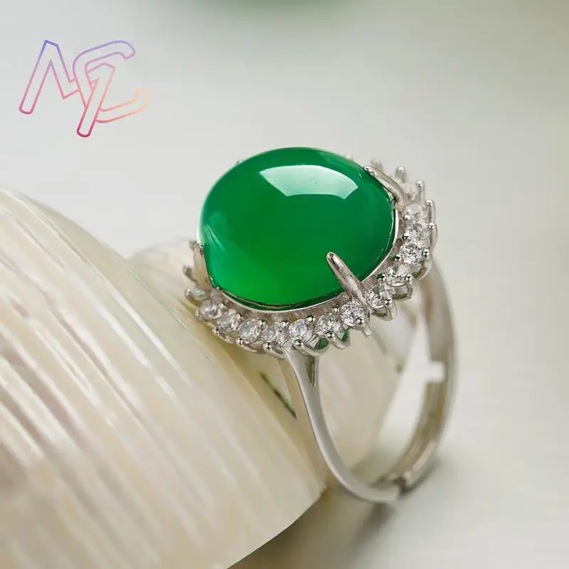 Green Natural Jade Rings Lucky Carved Gemstone Real Jewelry Luxury Adjustable Ring Vintage Charm Talismans Stone