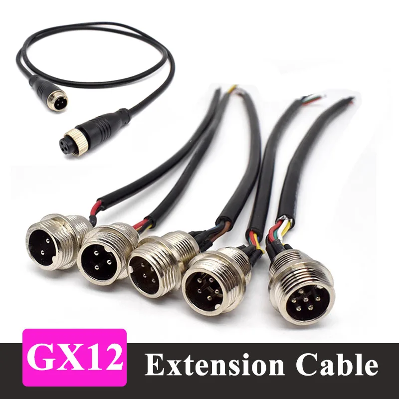 GX12 2pin 3pin 5pin 6pin 7pin Connector Cable M12 Aviation Plug Socket Wire M12 Injection Molding Male to Female Extension Cable