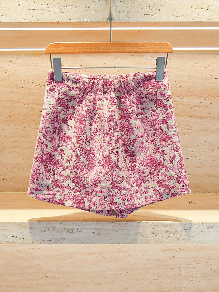 M Home Nan You High End Asymmetric Print Skirt Pants Women's Casual High Waist Wide Leg Commuter Style Artistic Design