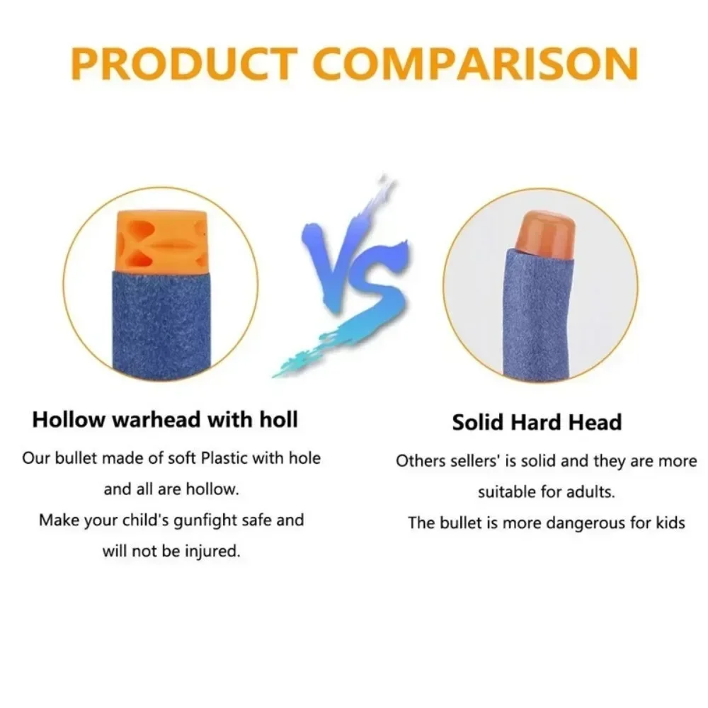 Blue Hollow Eva Soft Refill Bullets Foam Darts 7.2cm*1.3cm For Nerf,Elite Series Kids Toy Gun Accessories