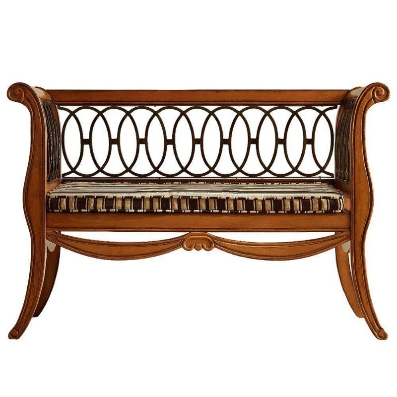 Solid wood double chair retro furniture living room sofa chair armrest balcony leisure back chair